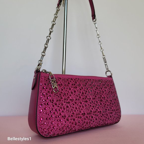 MICHAEL KORS Empire Medium Chain Pouchette Shoulder Bag- Deep Fuchsia⭐ - Picture 3 of 16
